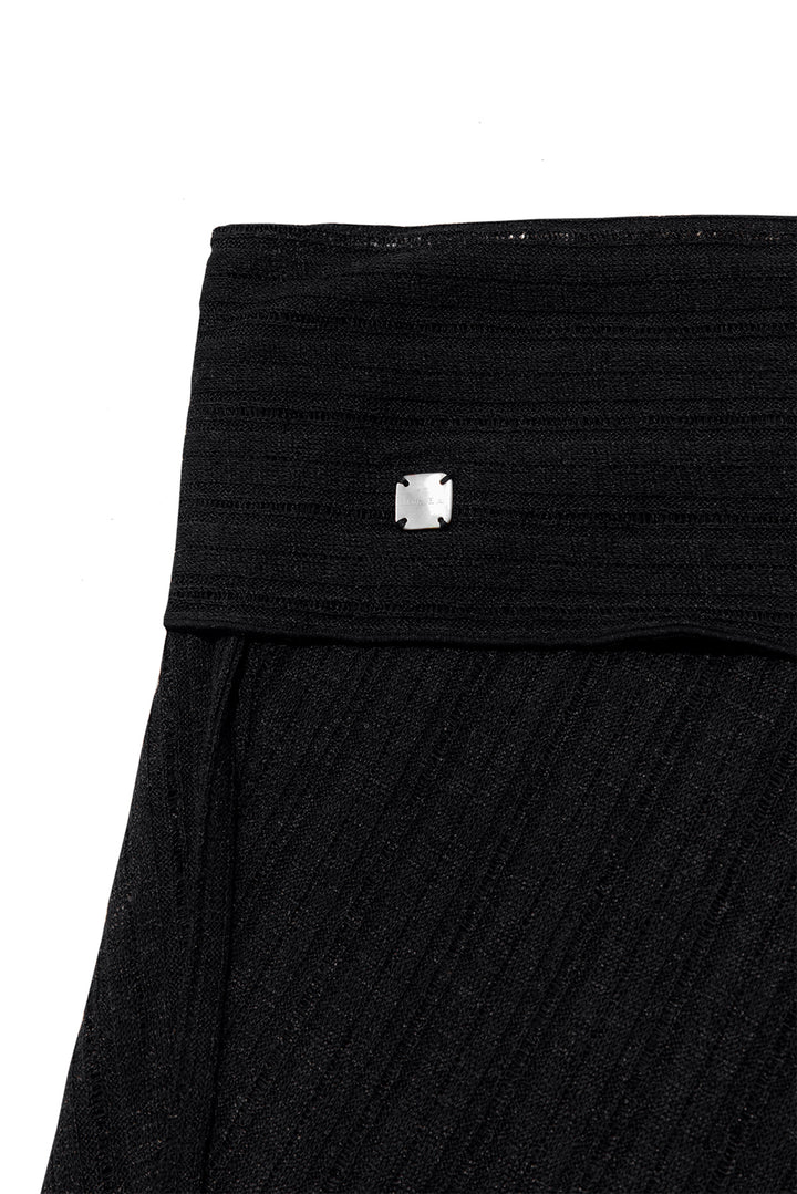 Matin Kim Foldover Layered Maxi Wrap Skirt — Black
