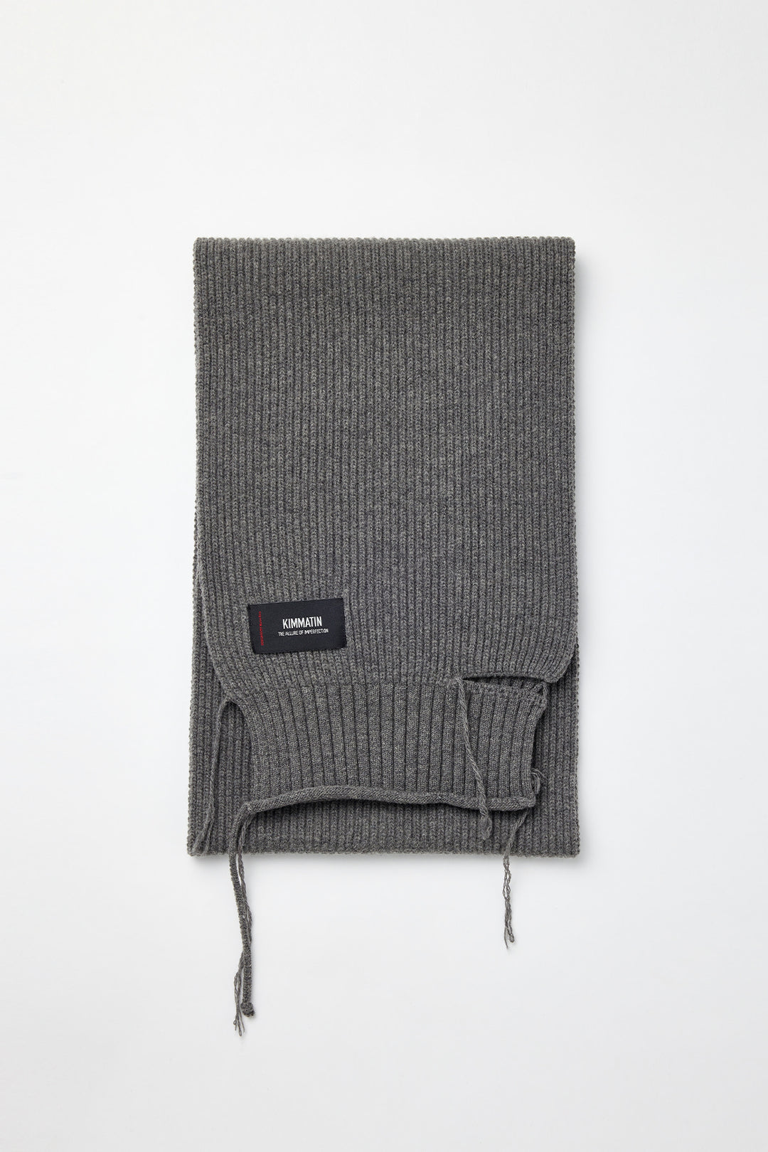KIMMATIN Cut Out Wool Knit Muffler — Gray