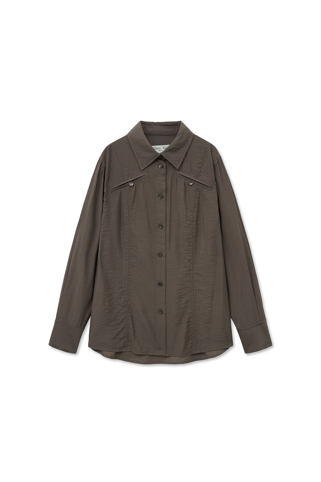 Matin Kim Pocket Line Point Shirt — Brown