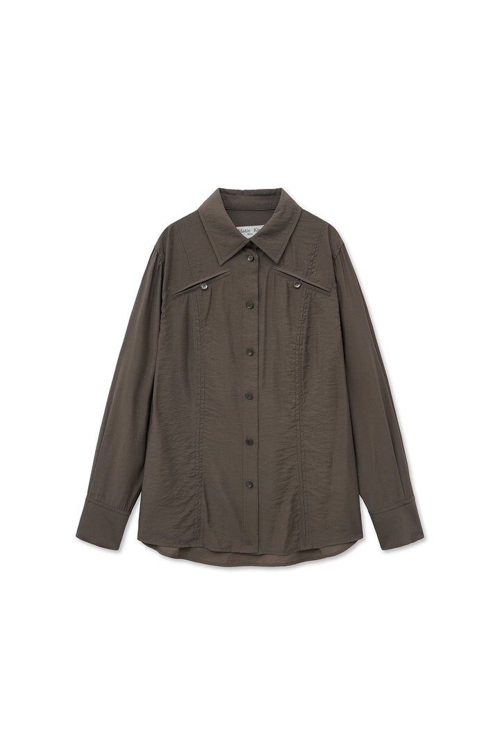Matin Kim Pocket Line Point Shirt — Brown