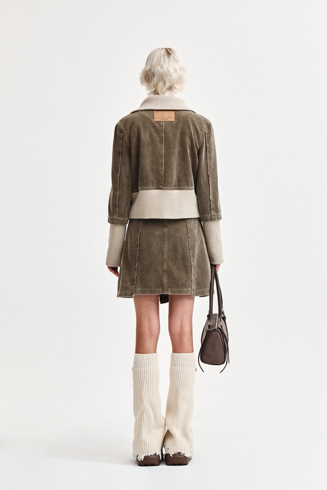 Matin Kim Washed Corduroy Wrap Skirt — Khaki