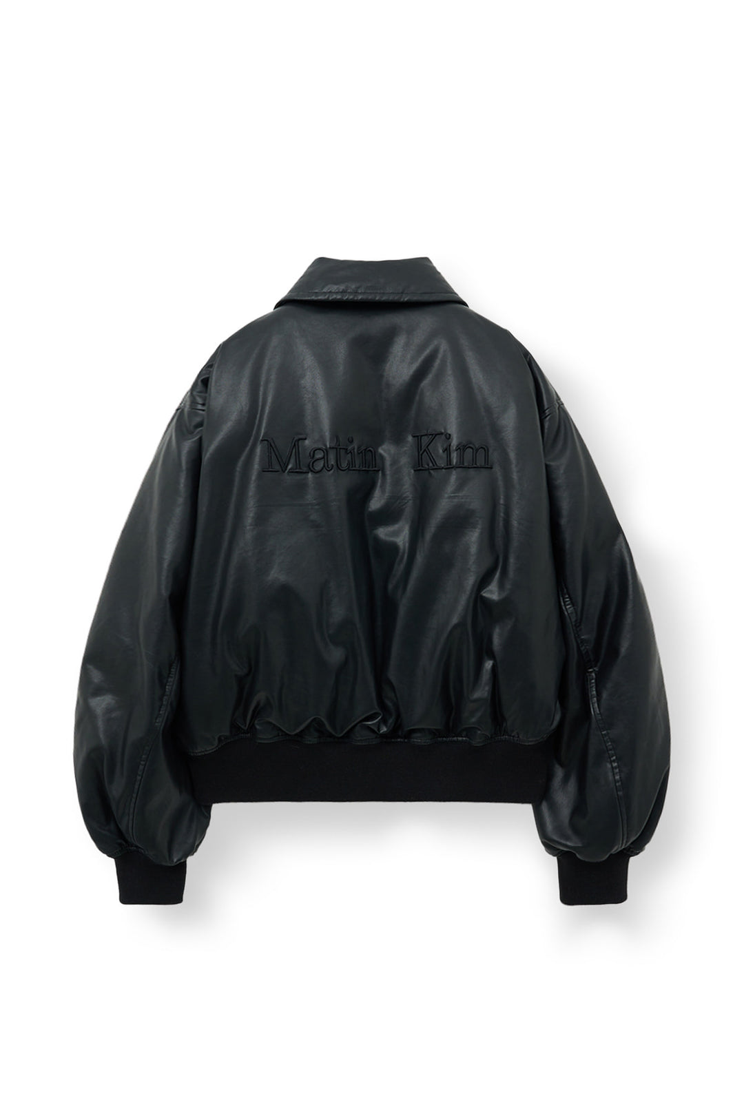 Matin Kim Faux Leather Down Jumper — Black