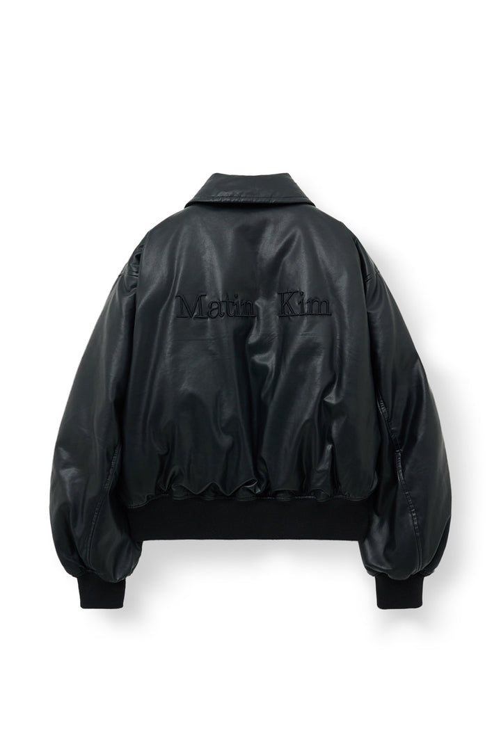 Matin Kim Faux Leather Down Jumper — Black