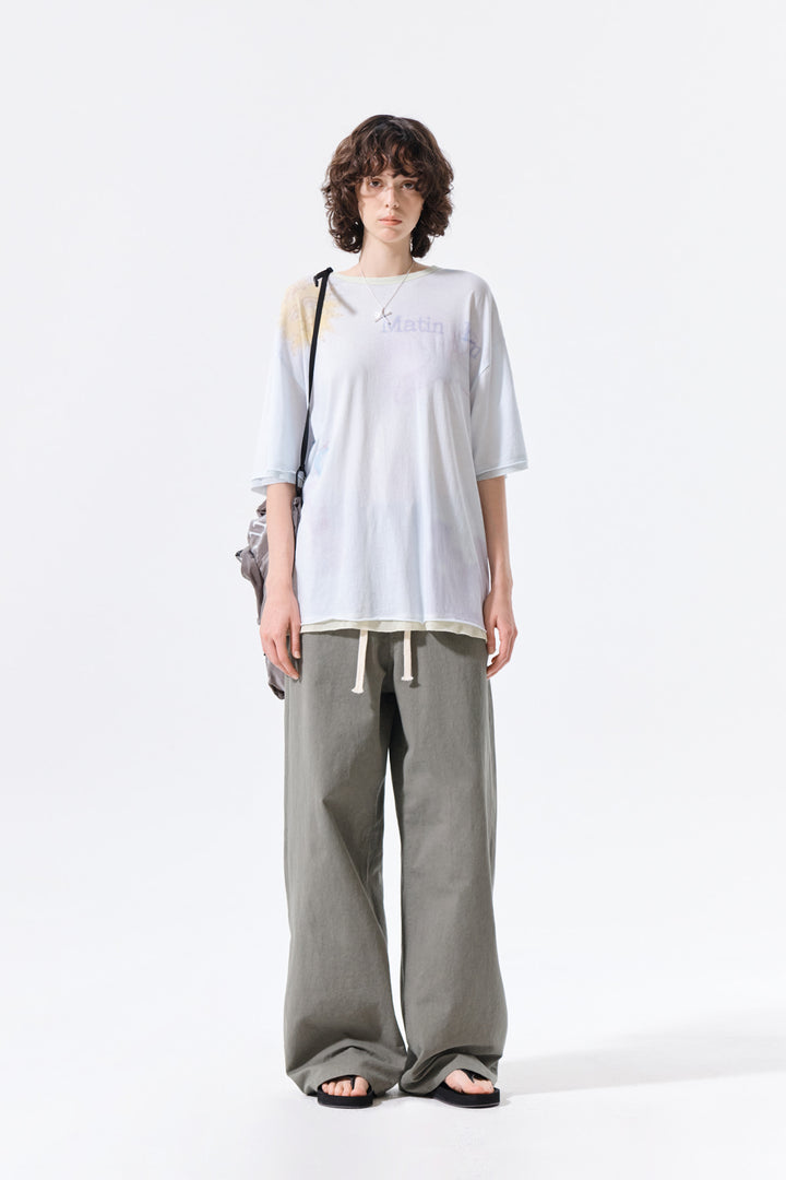 Matin Kim Sketch Graffiti Over Fit Top — Light Blue