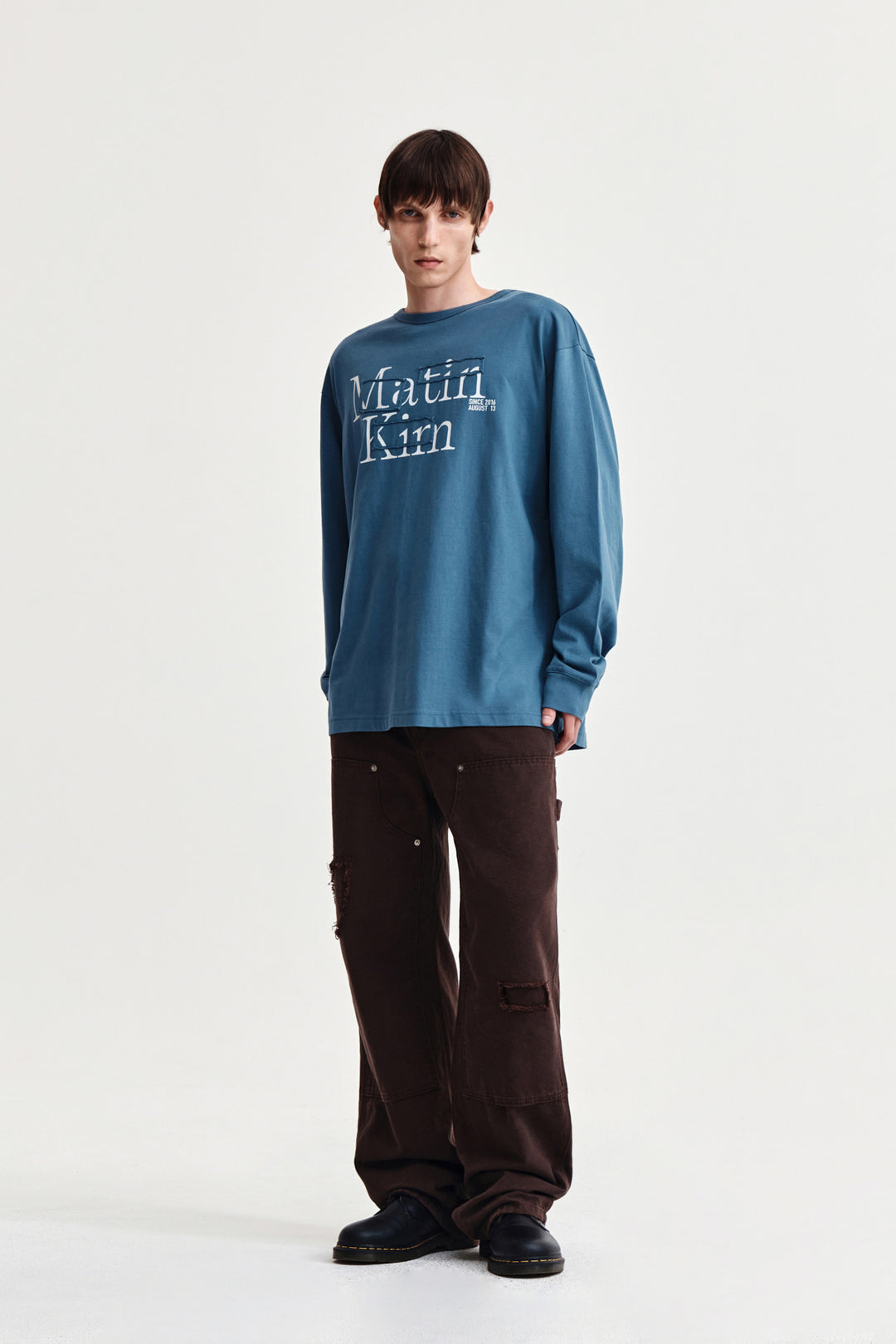 Matin Kim Patch Graphic Long Sleeve Top — Blue