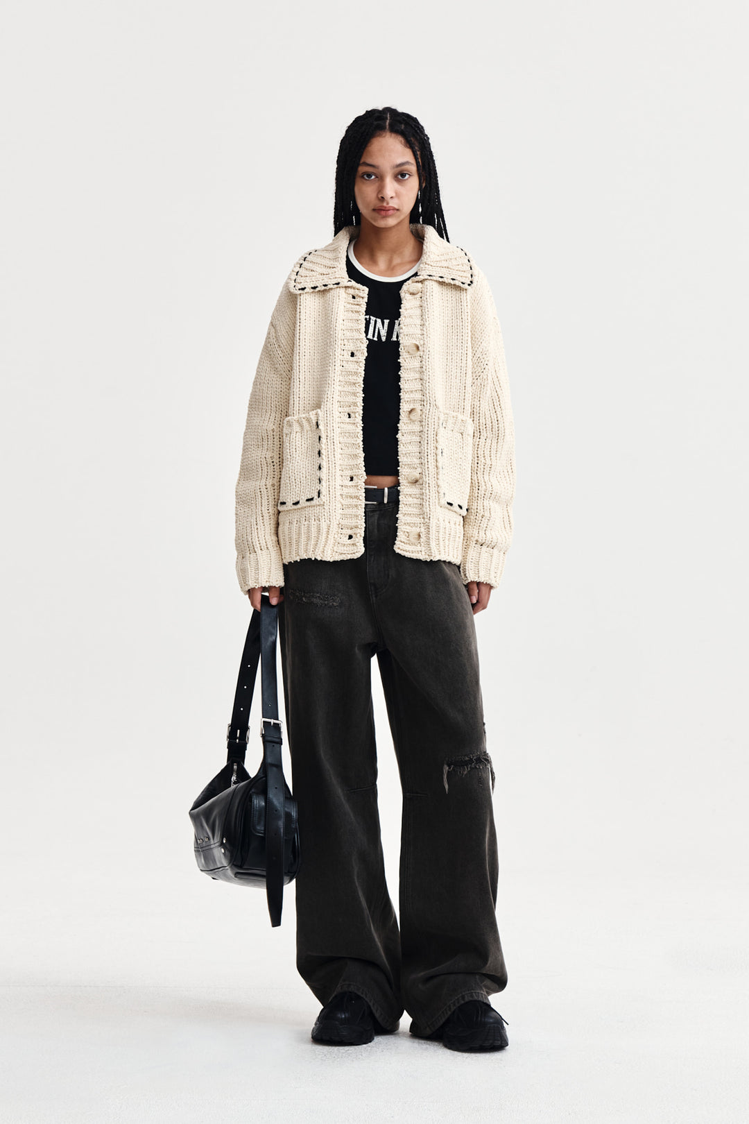 Matin Kim Handmade Collar Knit Cardigan