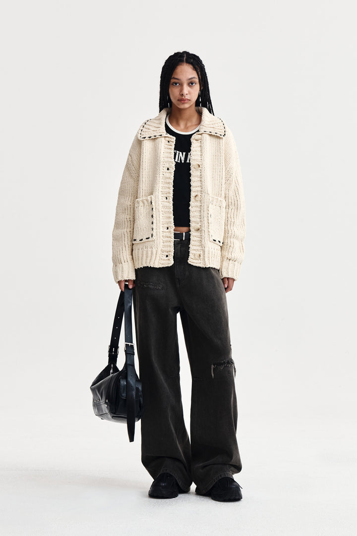 Matin Kim Handmade Collar Knit Cardigan