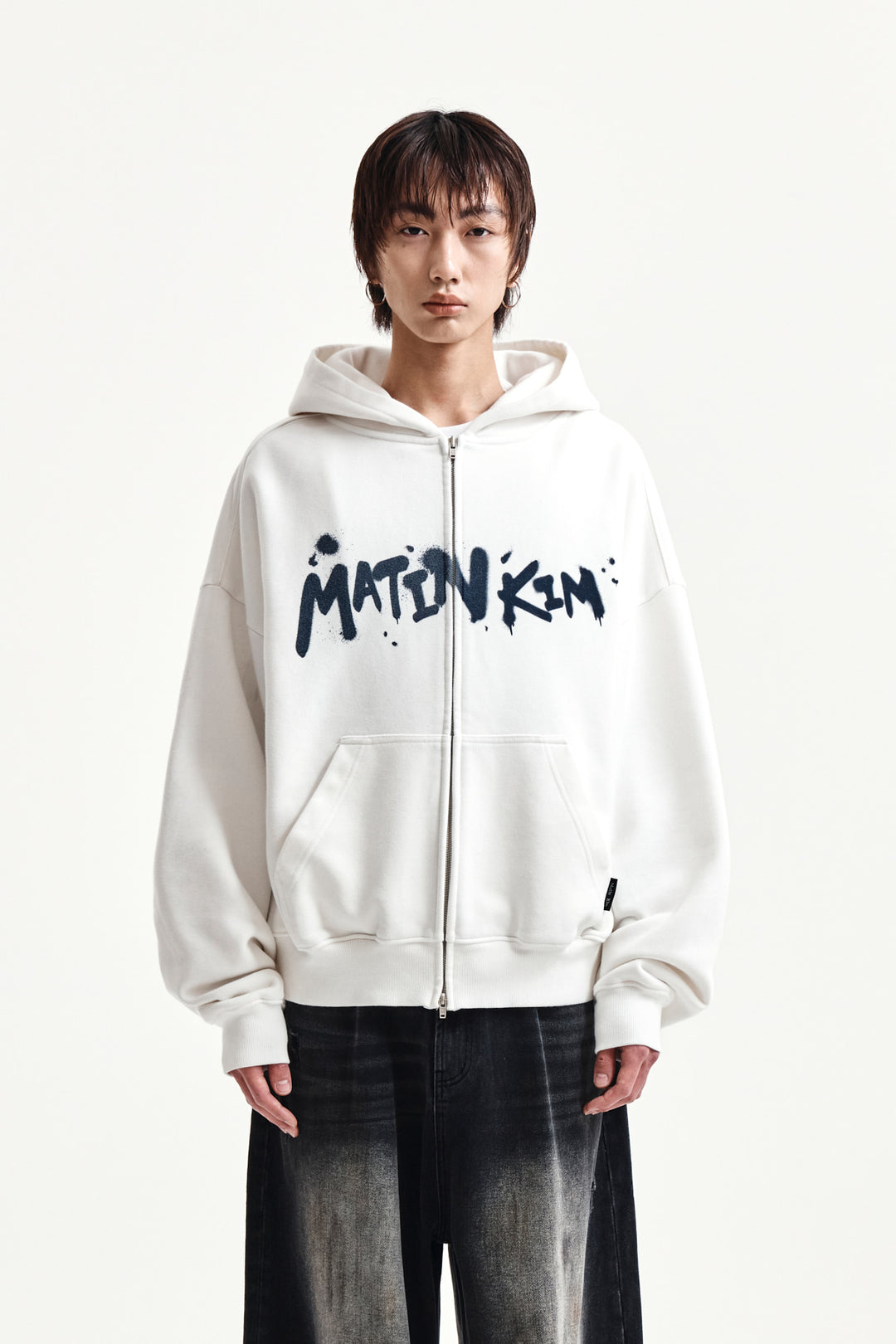 Matin Kim Graffiti Logo Zip Hoodie — White