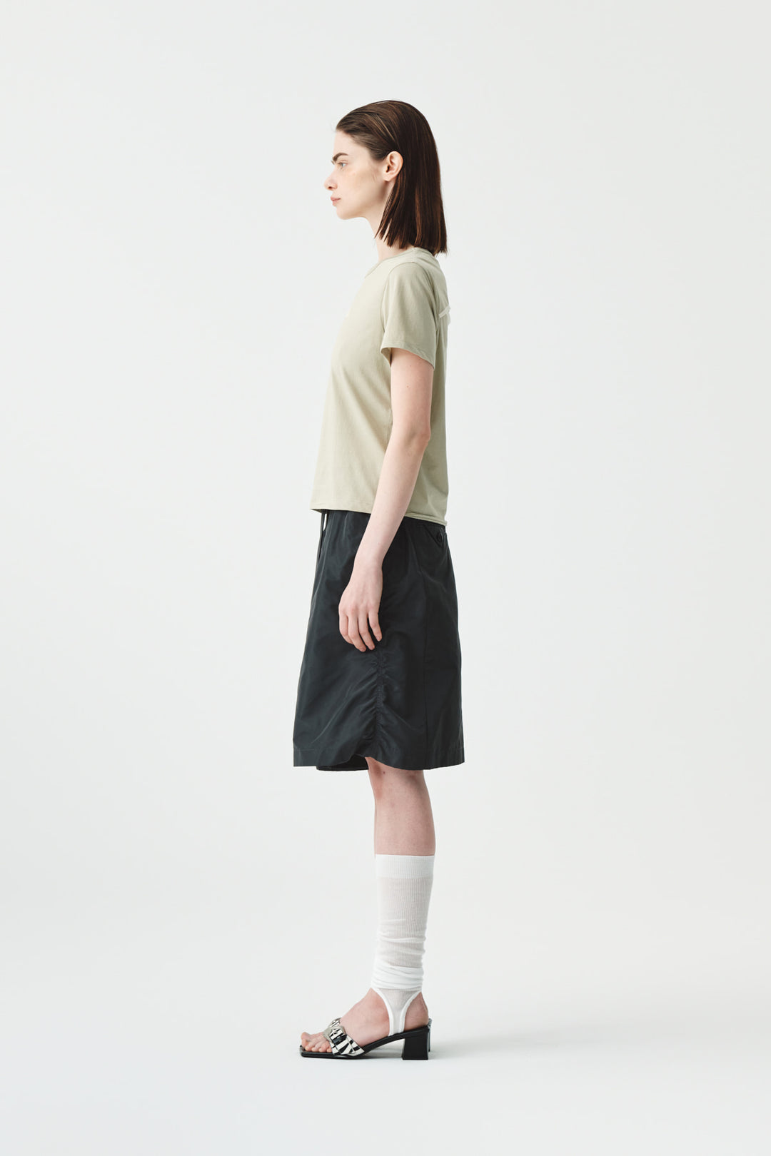 KIMMATIN Back Slit Slim Top in Light — Khaki
