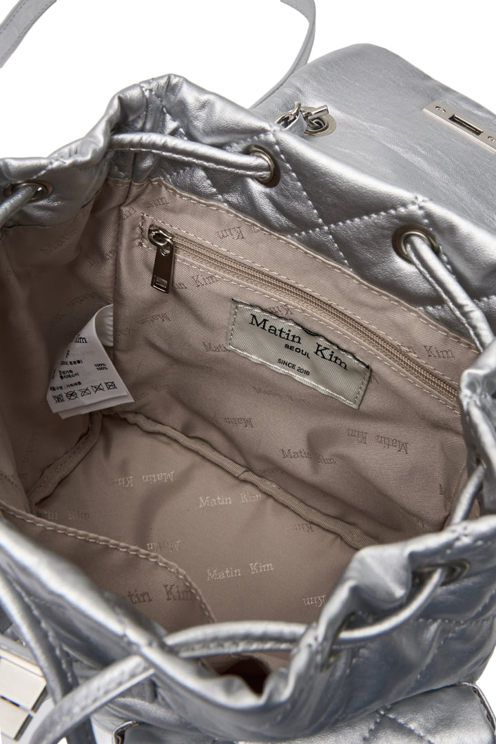 Matin Kim Double Pocket Quilting Mini Backpack — Silver