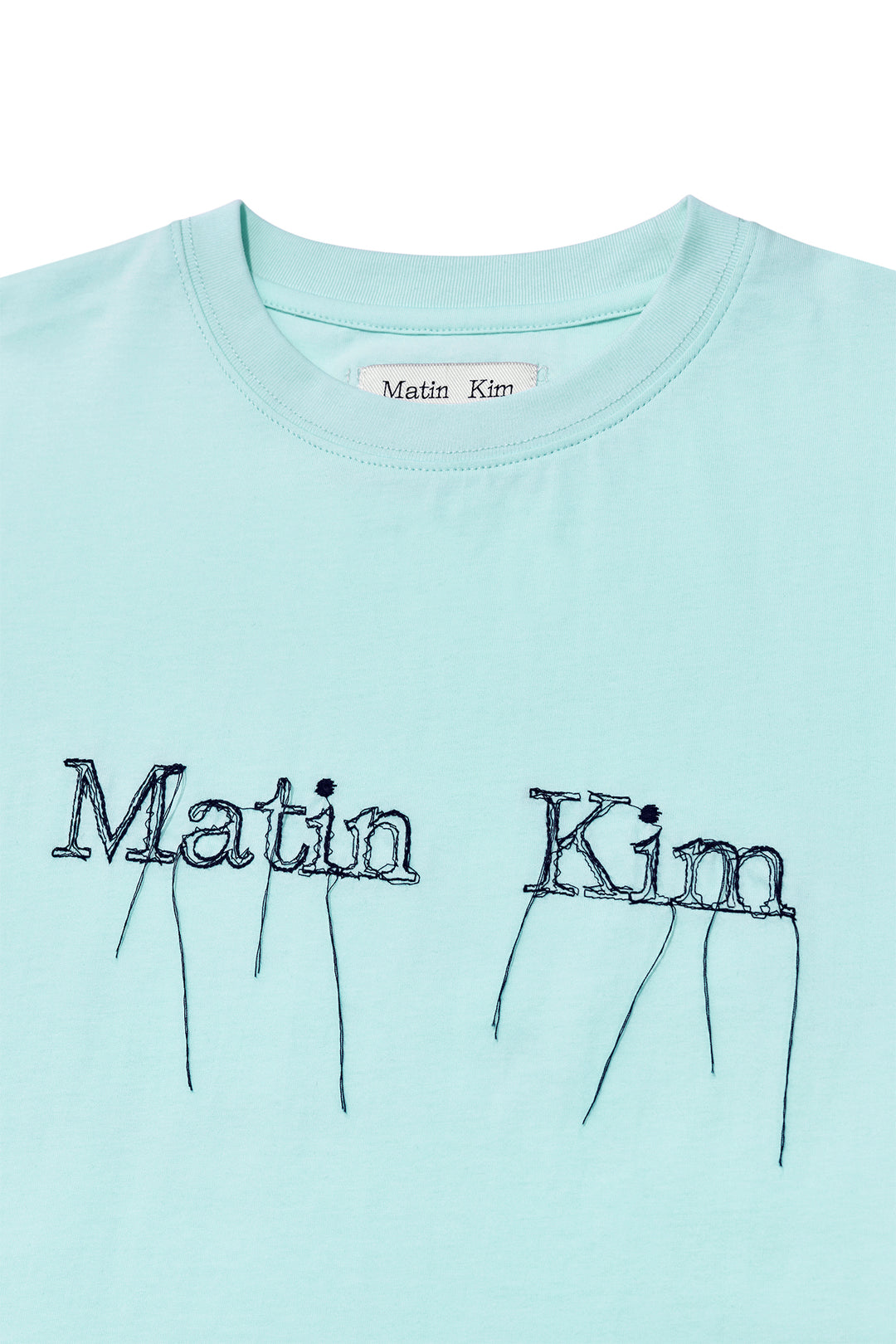 Matin Kim Logo Thread Point Crop Top — Light Blue