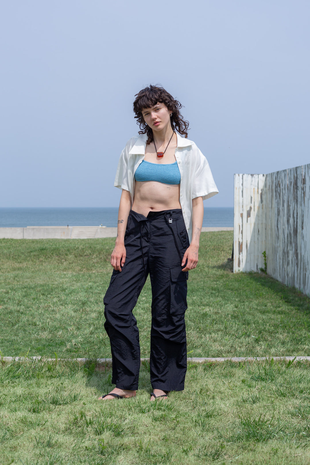 Matin Kim String Nylon Cargo Pants — Black