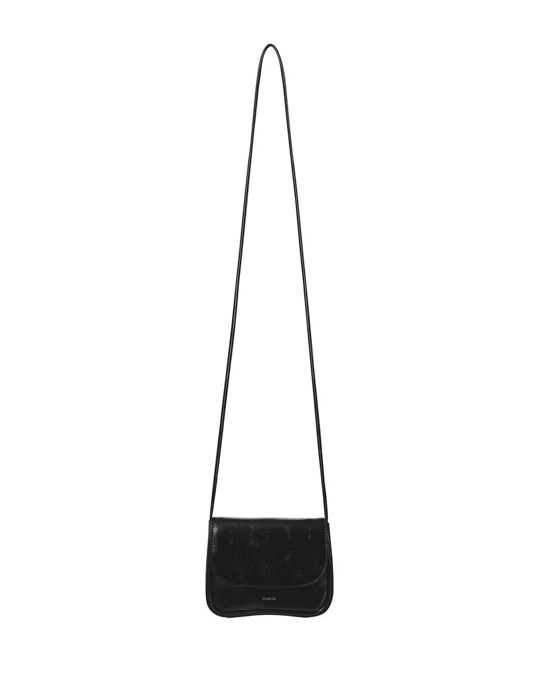 Stand Oil Cookie Bag — Glossy Shoulder Crossbody — Black