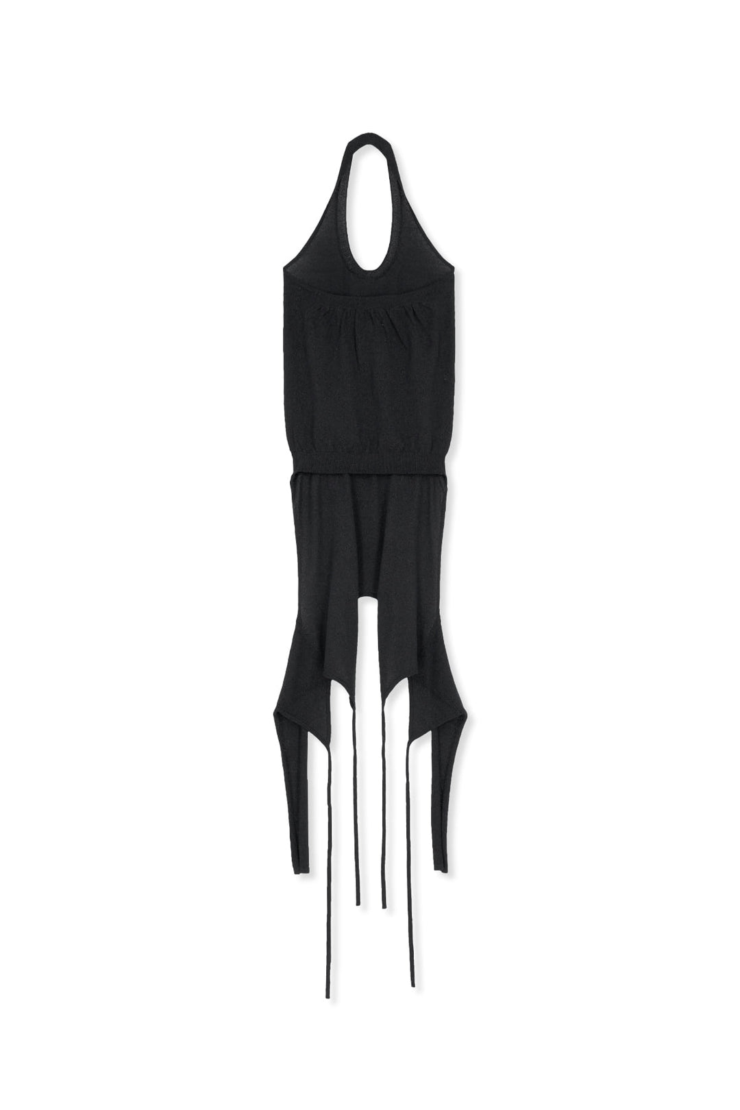 Matin Kim Layered Tie Halter Neck Knit Top — Black