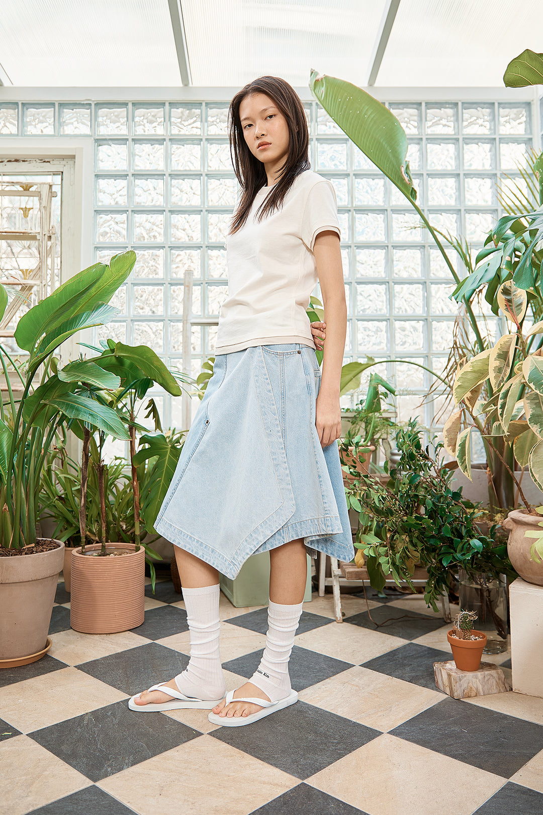 Matin Kim Color Point Layered Top — Ivory