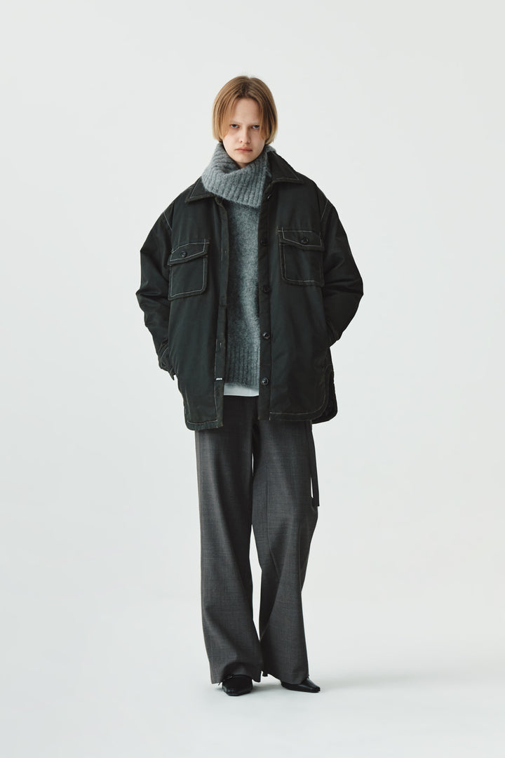 KIMMATIN Pocket Point Padded Shirt Jumper — Brown