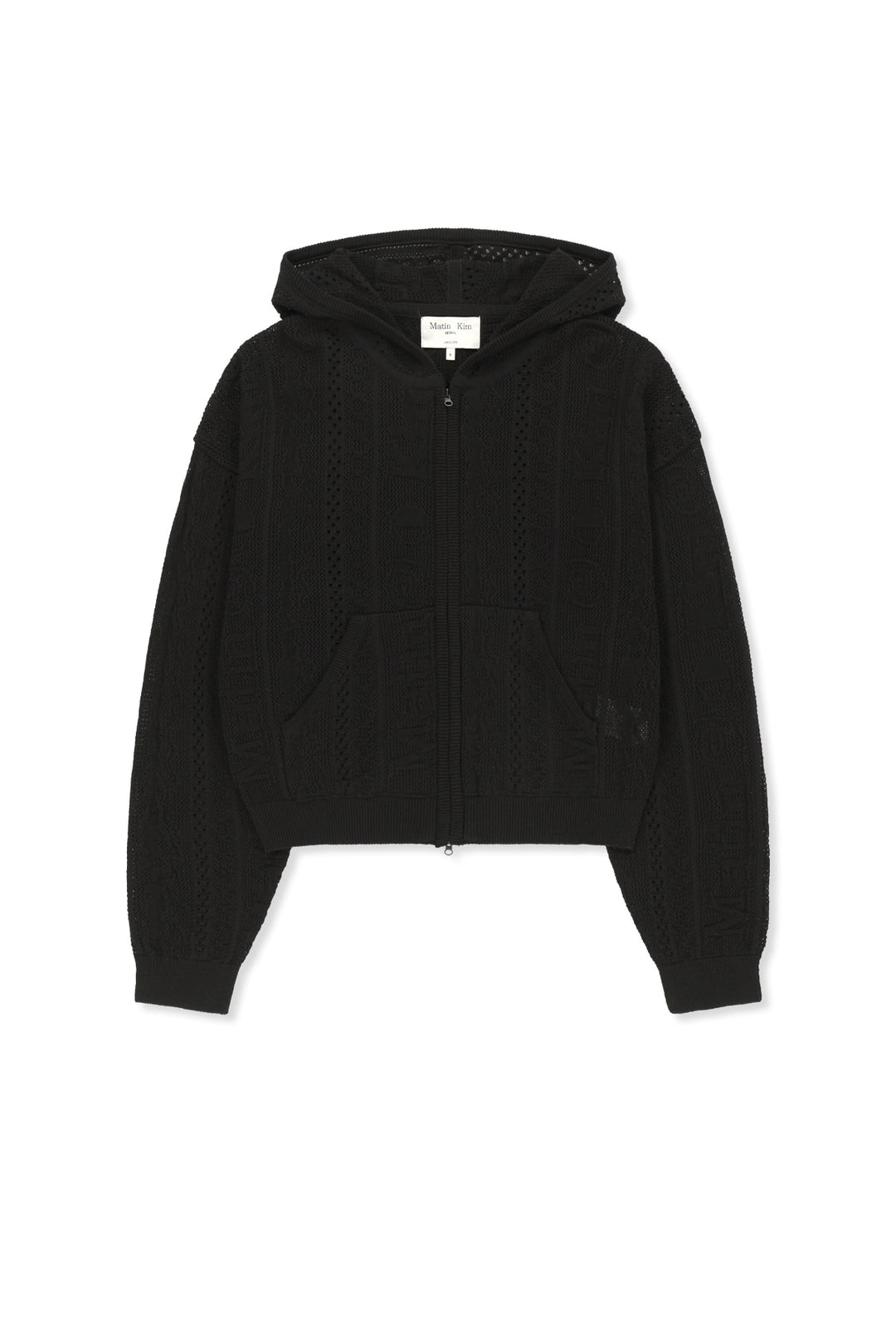 Matin Kim Mesh Logo Knit Zip Hoody — Black