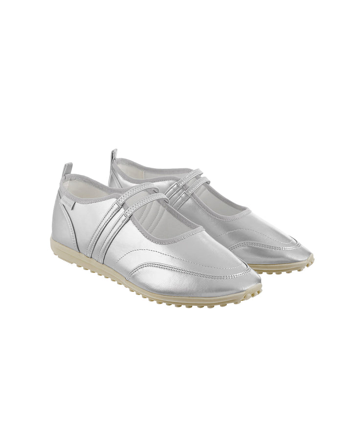 Stand Oil Strap Mary Jane Sneaker — Silver