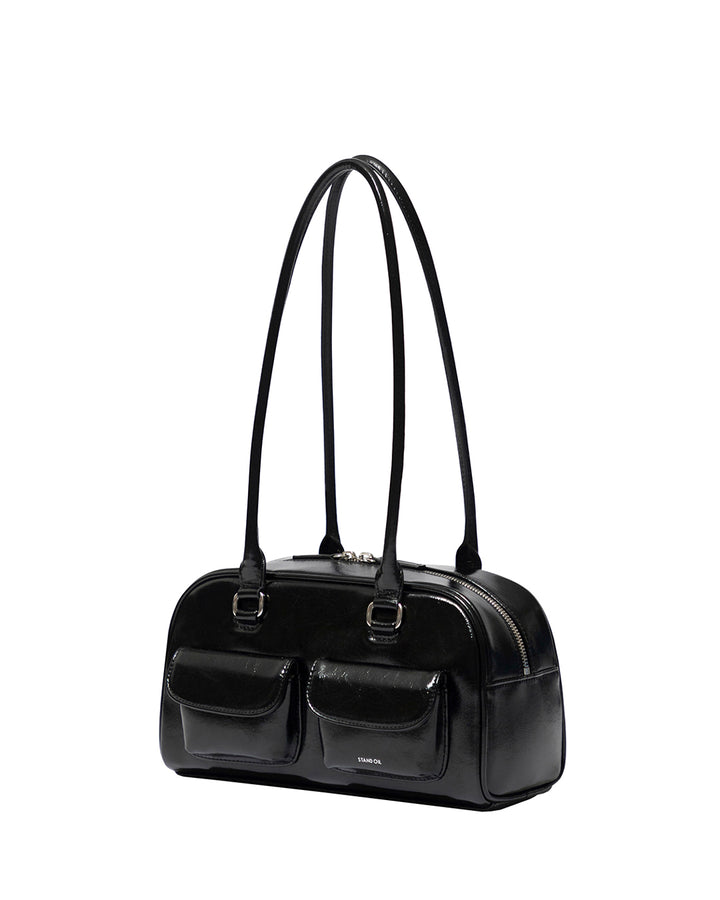 Stand Oil Chubby Bag — Quilted Bowling Crossbody — Black