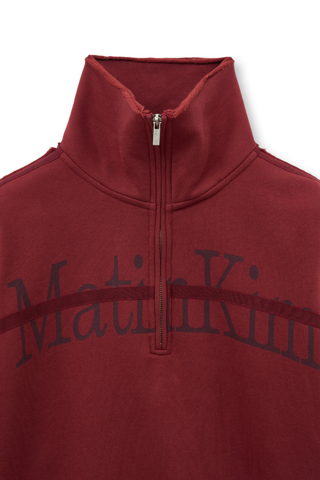 Matin Kim Cut Out Half Zip Sweatshirt — Burgundy