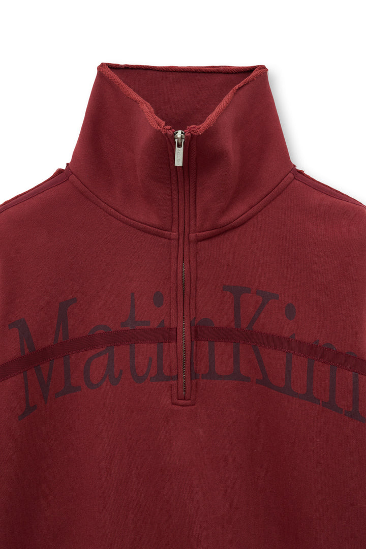 Matin Kim Cut Out Half Zip Sweatshirt — Burgundy