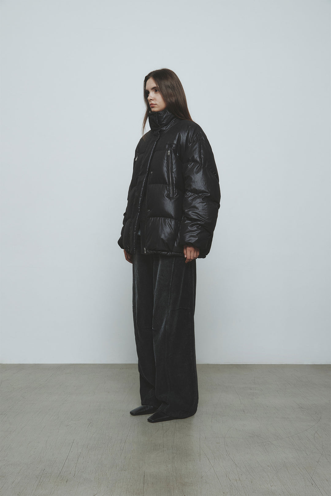 KIMMATIN Zipper Detail Goose Down Jumper — Black