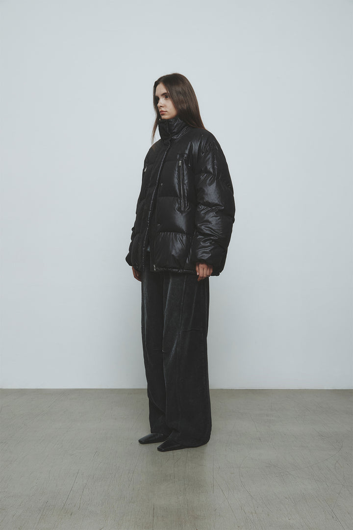 KIMMATIN Zipper Detail Goose Down Jumper — Black
