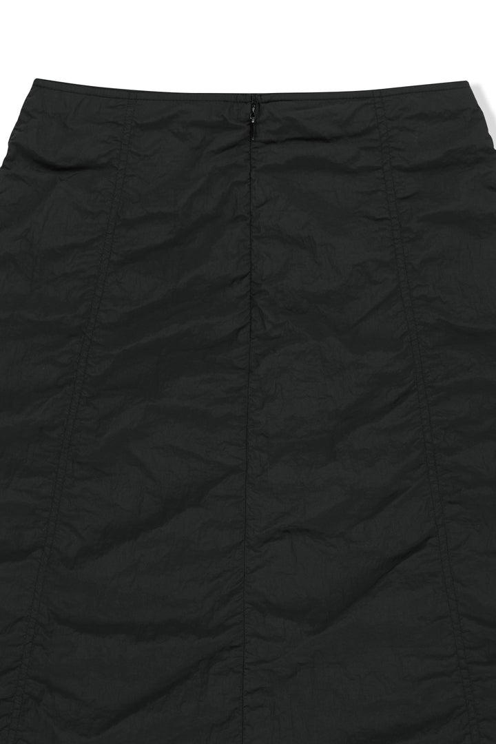 Matin Kim Nylon Shirring Midi Skirt — Black