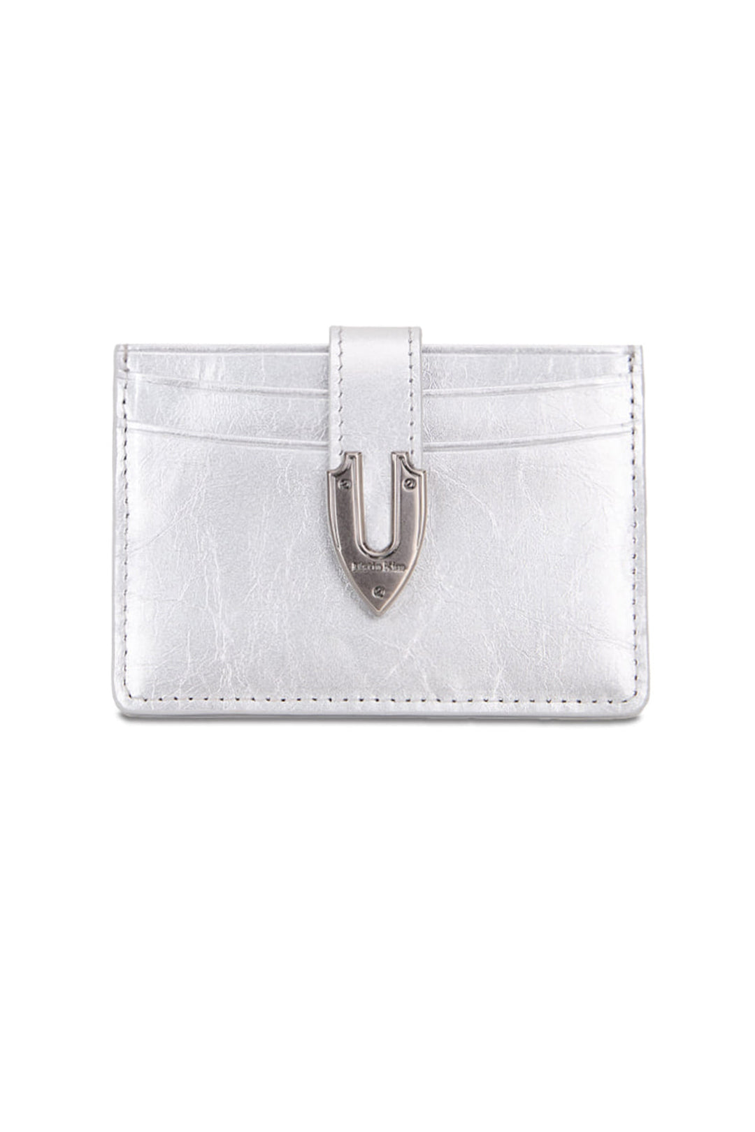 Matin Kim Western Buckle Card Wallet — Silver