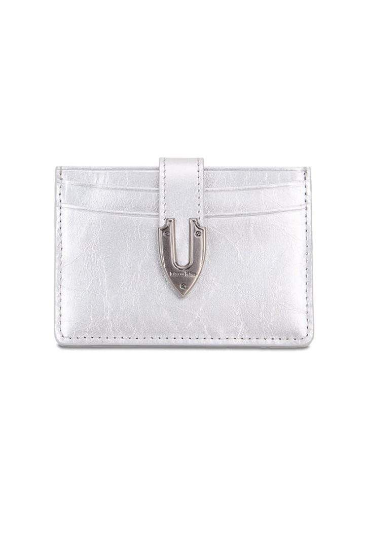 Matin Kim Western Buckle Card Wallet — Silver