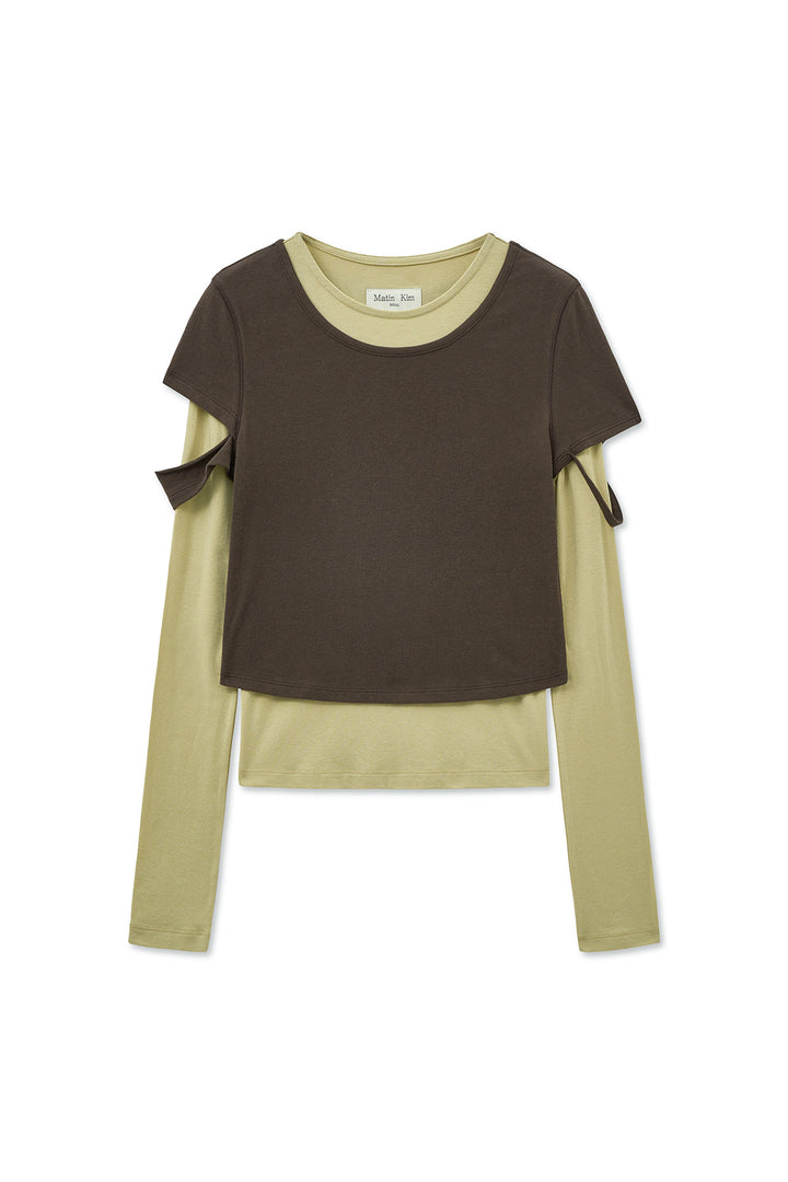 Matin Kim Layered Point Slim Top — Brown