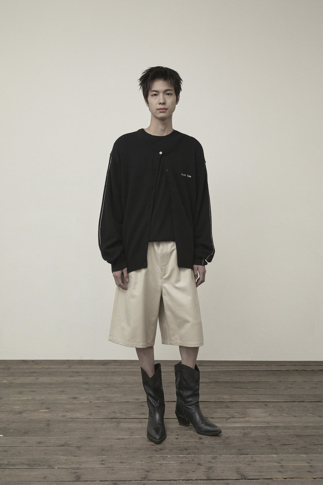 Matin Kim Cashmere Blended Round Knit Cardigan — Black