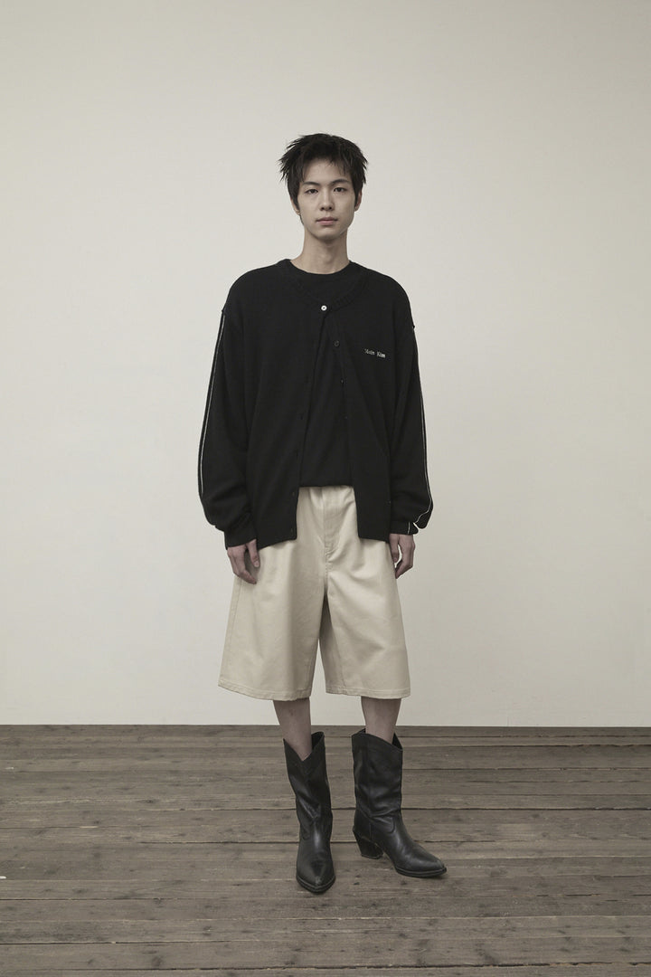 Matin Kim Cashmere Blended Round Knit Cardigan — Black