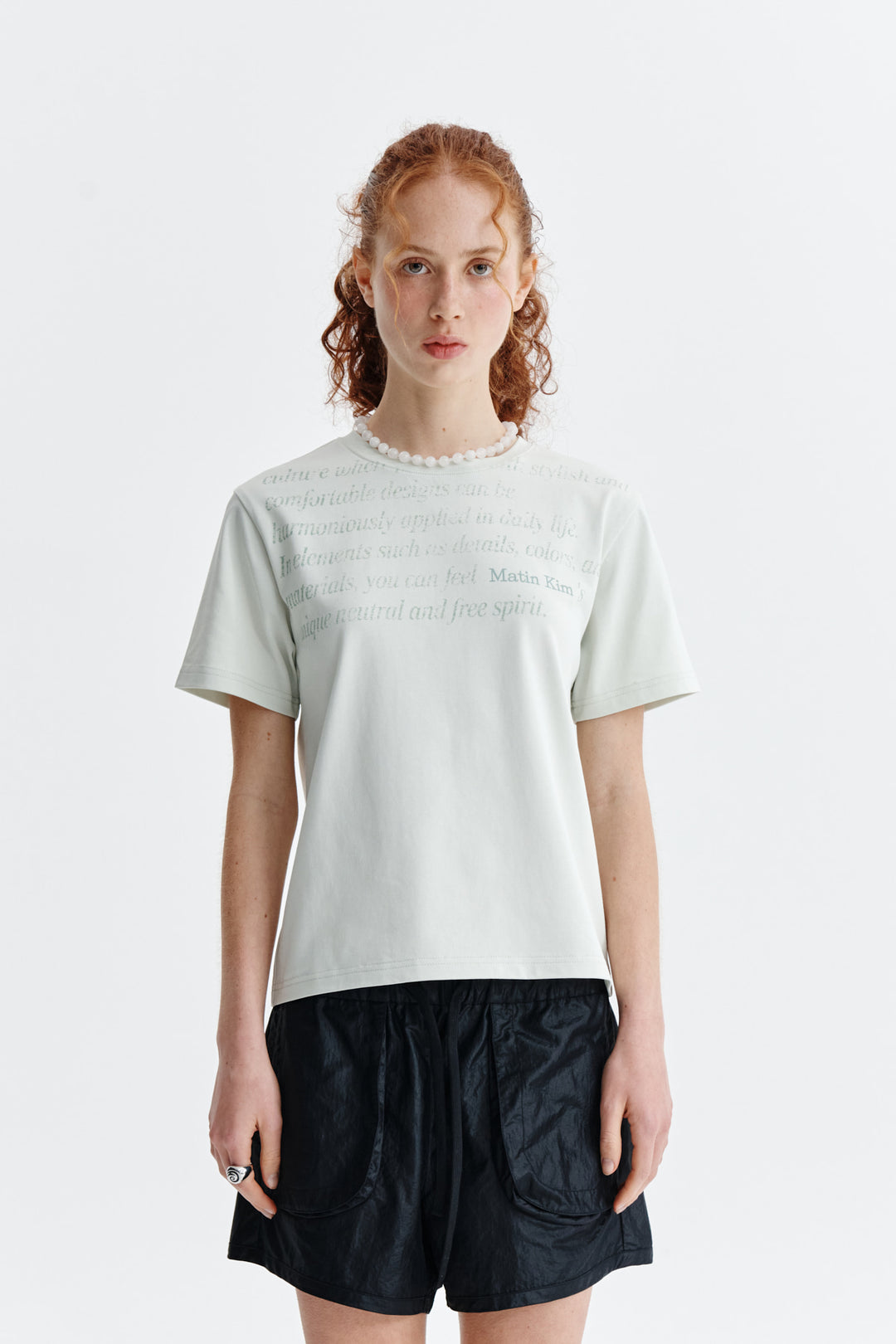 Matin Kim Logo Point Lettering Graphic Top — Green