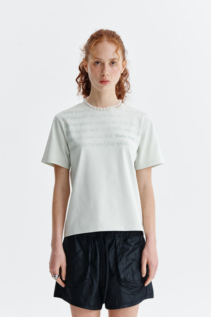 Matin Kim Logo Point Lettering Graphic Top — Green
