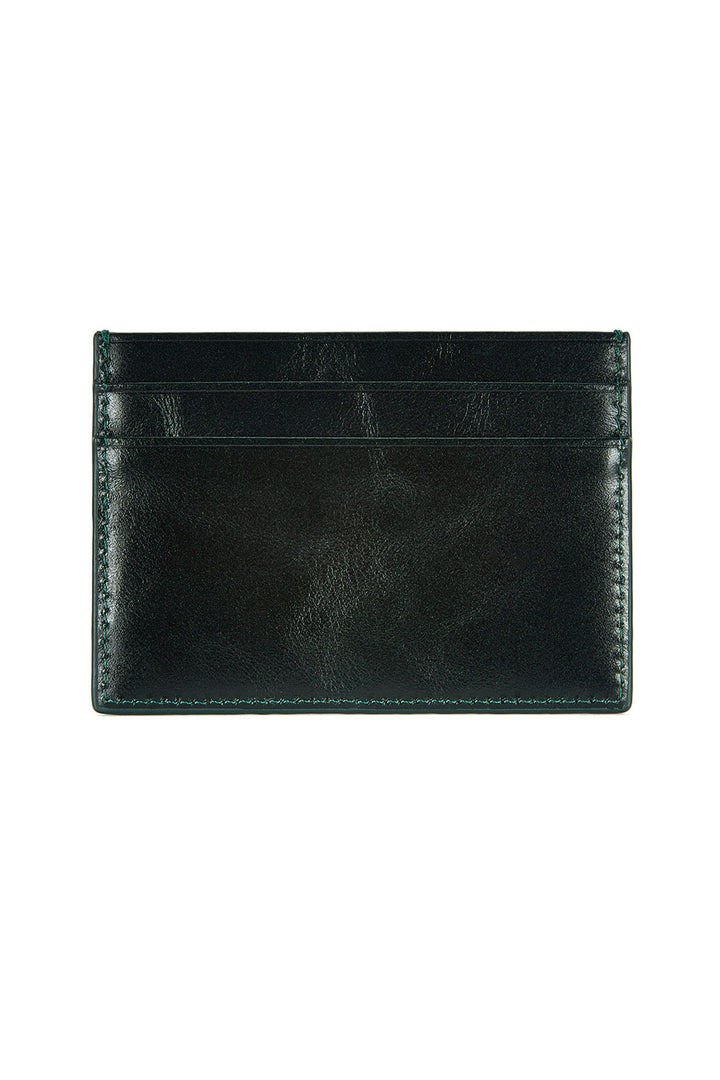 Matin Kim Embossed Logo Card Wallet — Dark Green