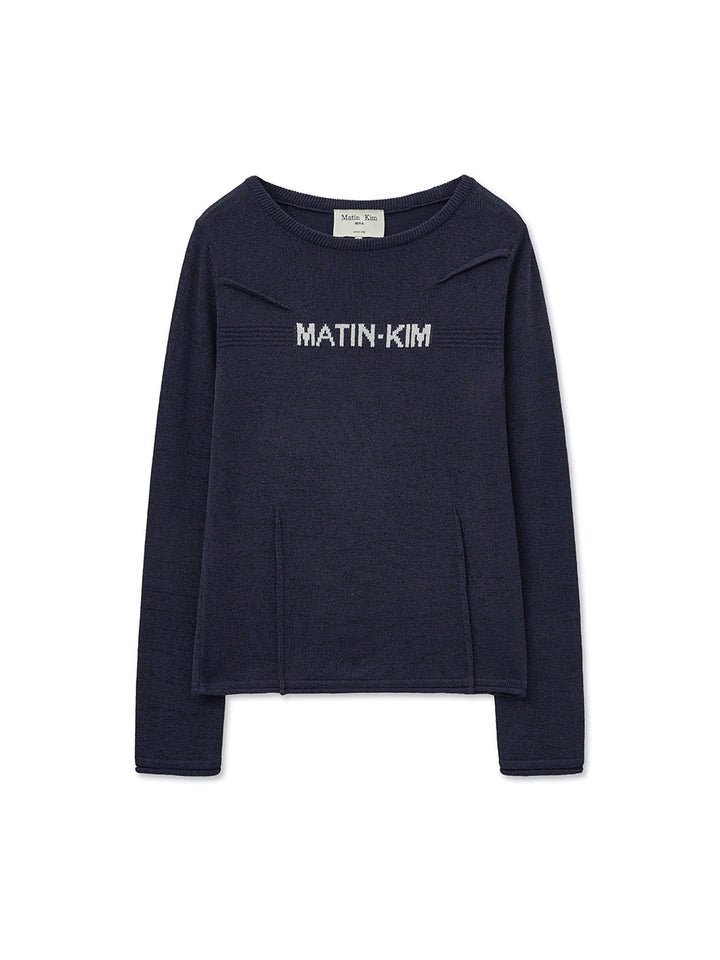 Matin Kim Glitter Slim Logo Knit Top — Pink