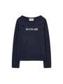 Matin Kim Glitter Slim Logo Knit Top — Navy blue