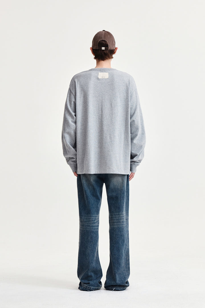 Matin Kim Patch Graphic Long Sleeve Top — Gray