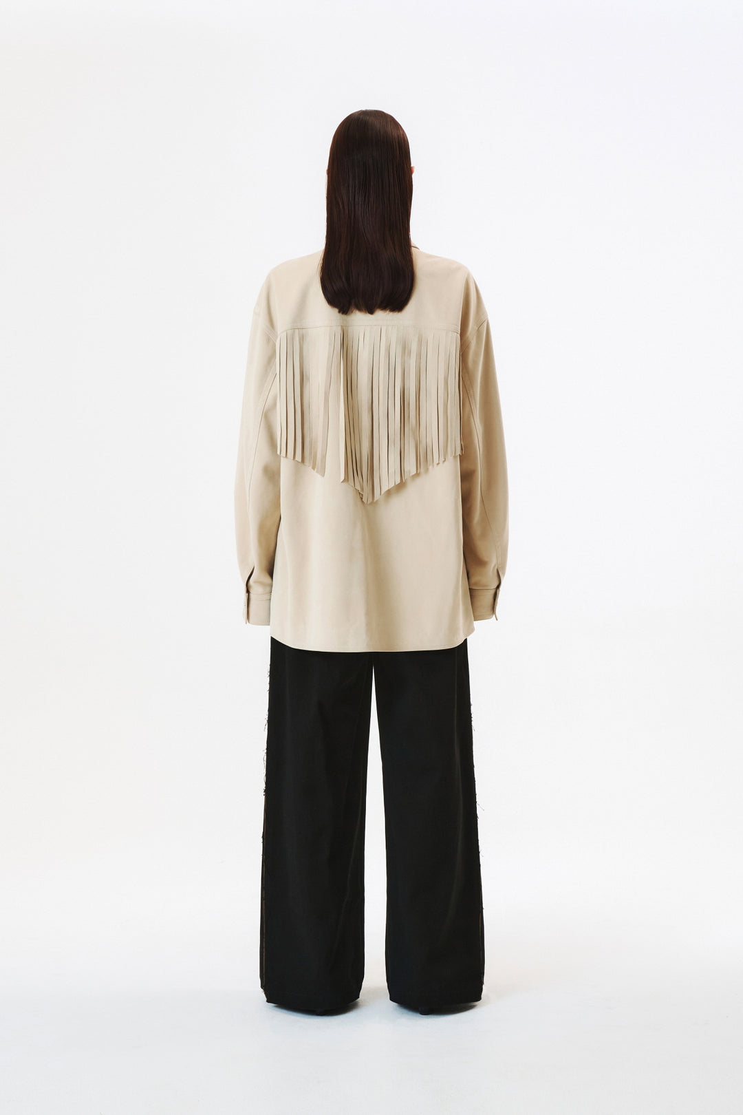 KIMMATIN Suede Fringe Jacket — Beige