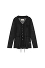 Matin Kim String Point Plain Long Cardigan — Black