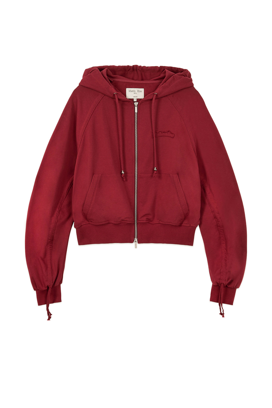 Matin Kim Sleeve String Detail Zip Hoody — Red