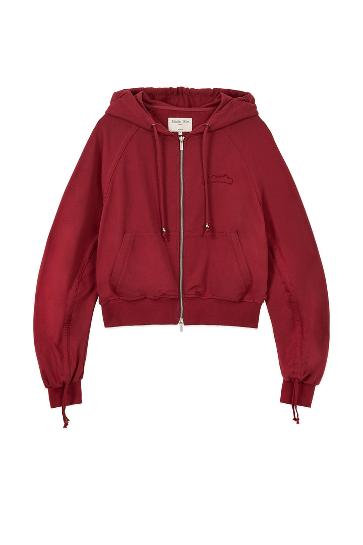 Matin Kim Sleeve String Detail Zip Hoody — Red