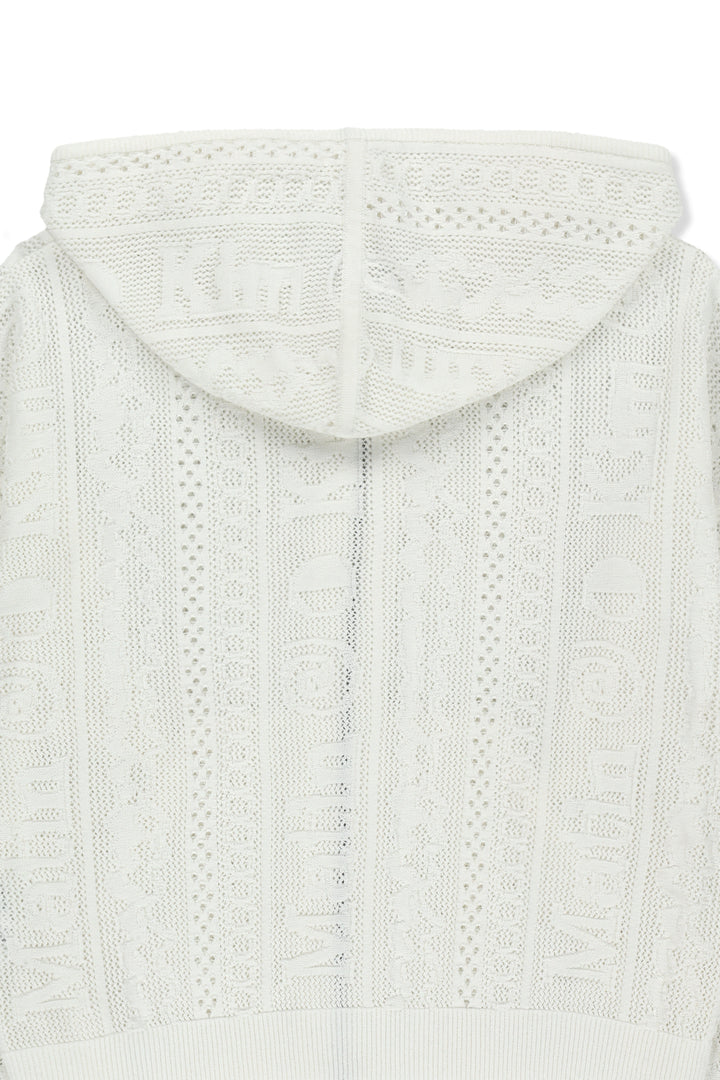 Matin Kim Mesh Logo Knit Zip Hoody — White