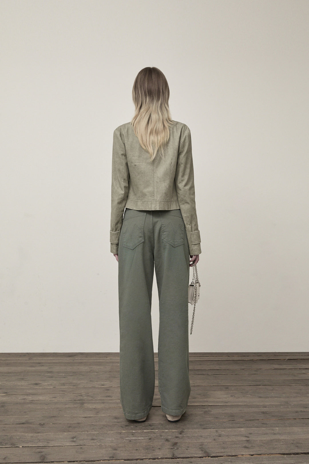 Matin Kim Washed Slim Biker Jumper Light — Khaki