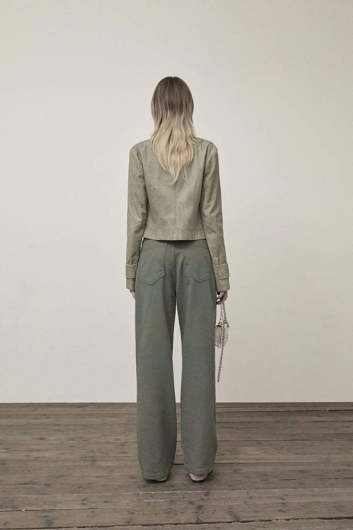 Matin Kim Washed Slim Biker Jumper Light — Khaki