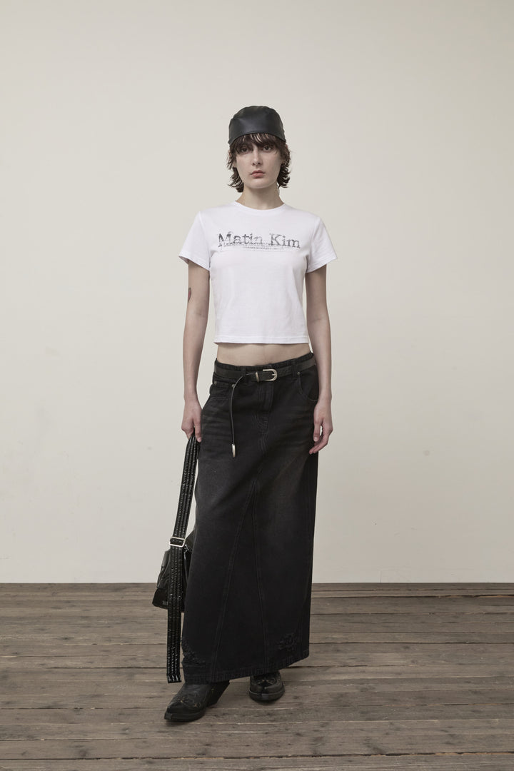 Matin Kim Stamp Logo Graphic Crop Top — White