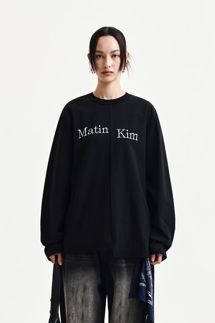 Matin Kim Asymmetric Logo Top — Black