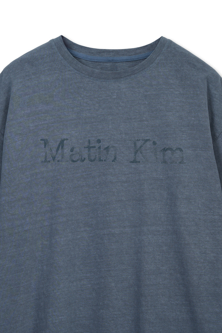 Matin Kim Distressed Logo Top Smoke — Blue