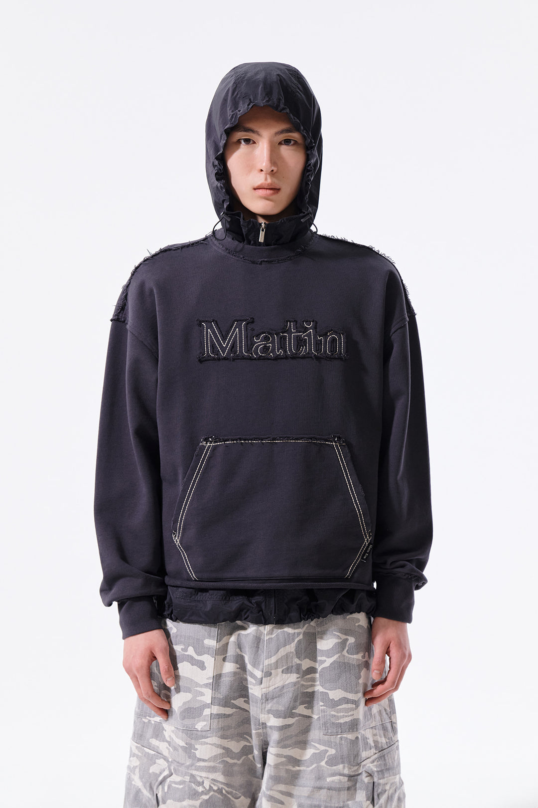 Matin Kim Raw Cut Applique Sweatshirt — Charcoal